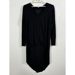 Frank & Eileen Tee Lab Black Long Sleeve Top Size M V Neck Hi Low Hem